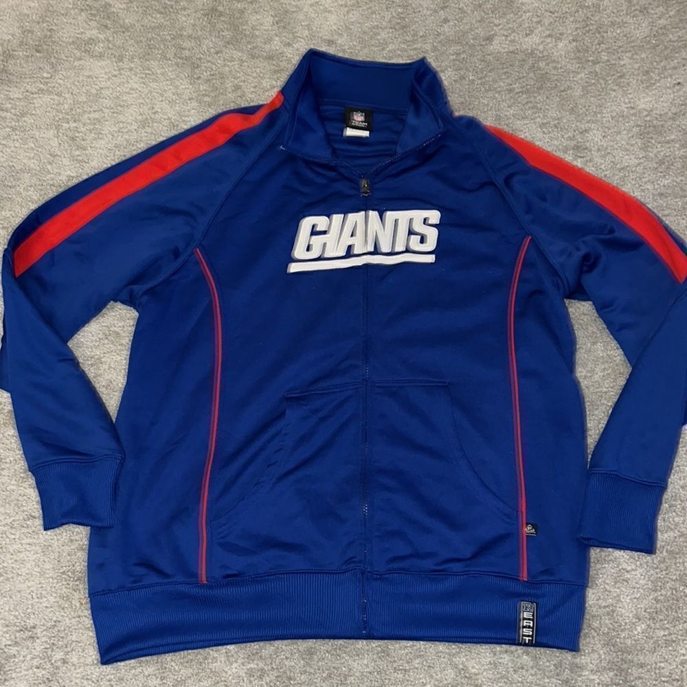 All sewn Polyester New York Giants NFL Blue Full Zipper football track jacket XL